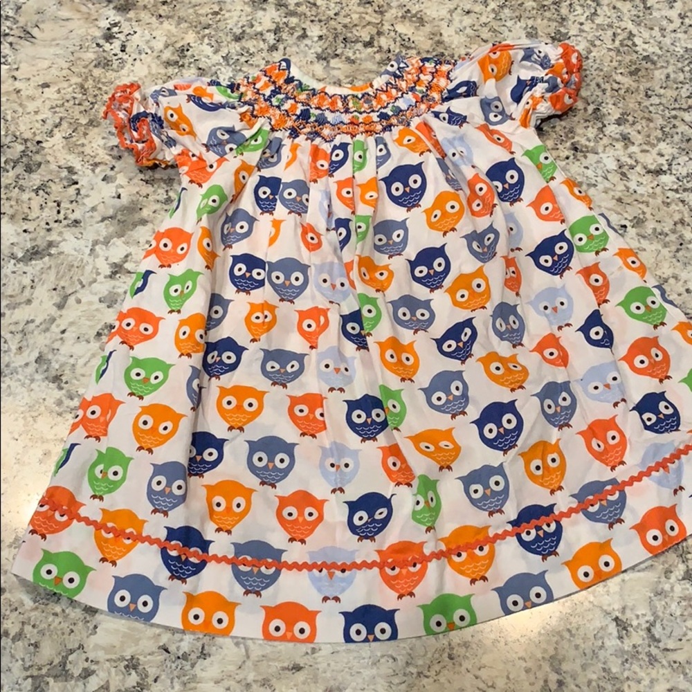 Smocked owl dress